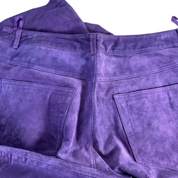 Bagatelle Vintage NWT Wine Suede Leather High Waist Straight Leg Pant Sz 12 LONG - Picture 3 of 11